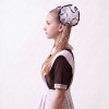Фатиновый бант Белый с Темно-Синей окантовкой на резинке (пара) для школы и выпускного